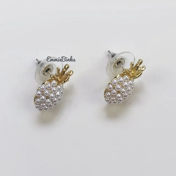 New Free People Pineapple Fruit Stud Earrings ~ Minimalist Vibes - Picture 7 of 13